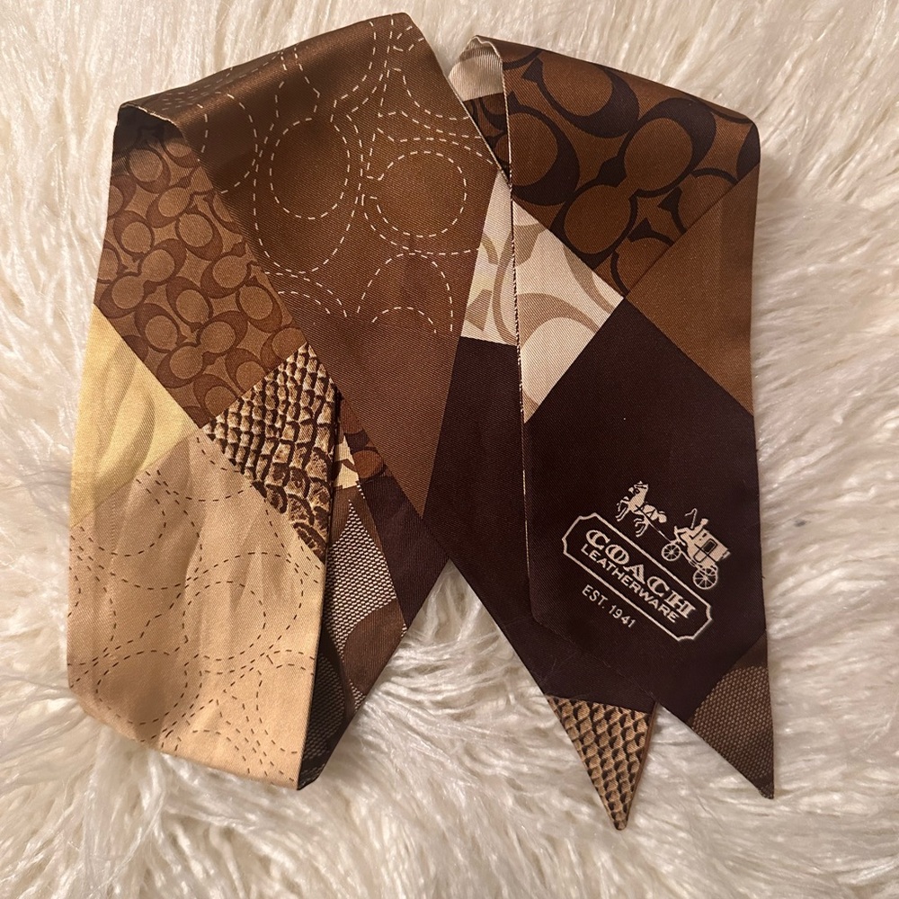Coach Multitone Brown and Cream Scarf